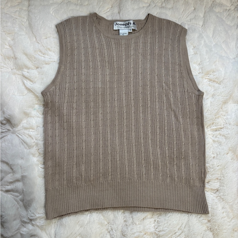 Joseph A Beige Silk Cable Knit Top Size XL